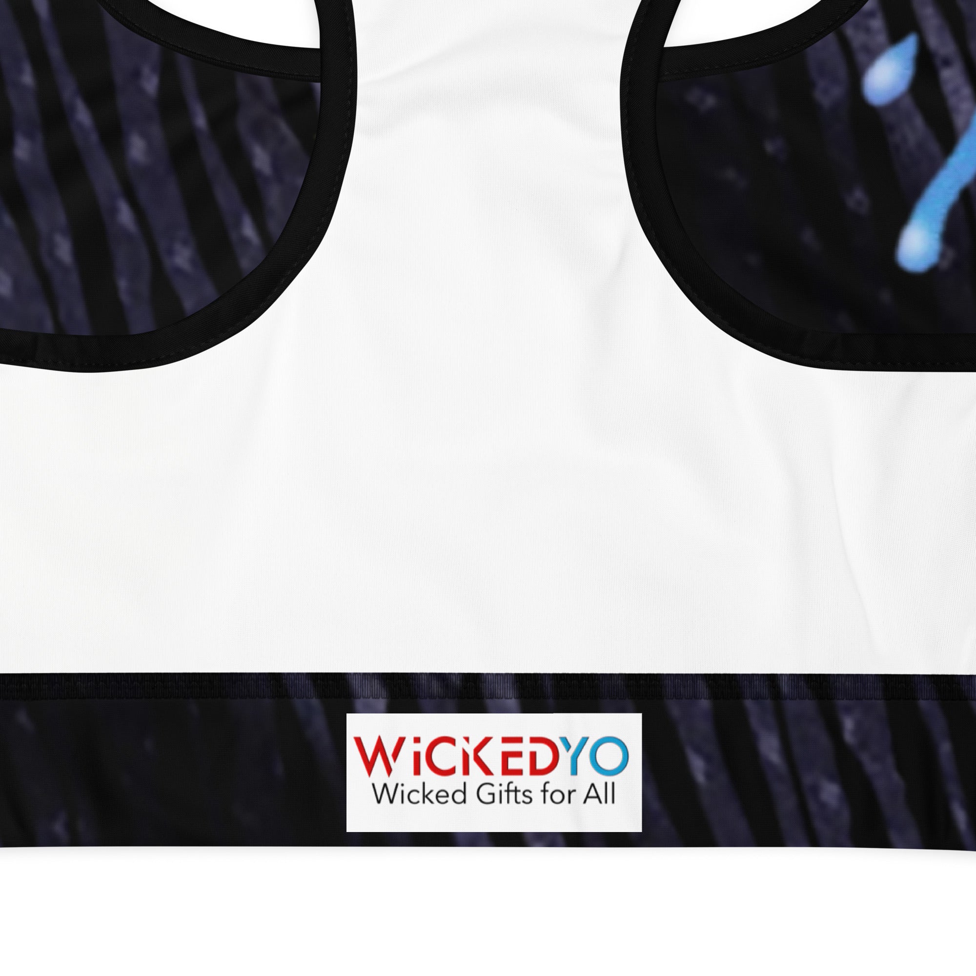 Black Sports Bra. Gym Top for Women. Workout Wear for Aquarians. "Cosmic Aqua" by WickedYo.